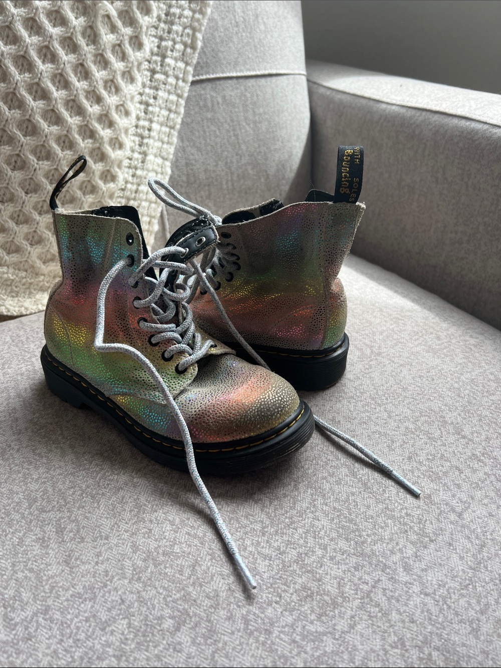 Dr. Martens Iridescent Holographic Lace-Up Boots